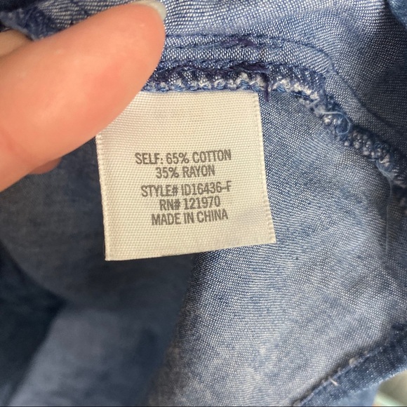 BLUE RAIN Blue Embroidered BOHO Off-Shoulder Mini Dress w/ Pockets Medium - Picture 8 of 10